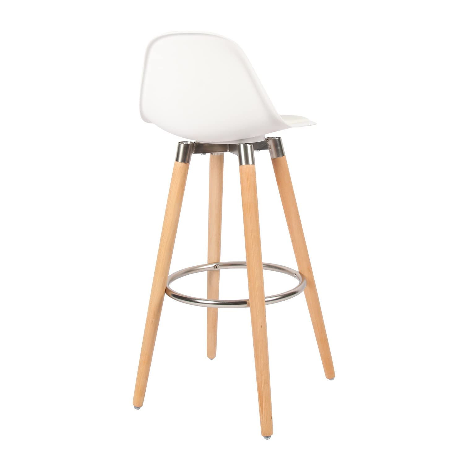 Box and beyond - Lot de 4 Tabourets de Bar - Hauteur 91 cm - Bois, Métal et Plastique Blanc - Repose-Pieds - Cuisine, Salon, Salle à Manger, Ilot de Cuisine, Bar - Style Moderne et Contemporain