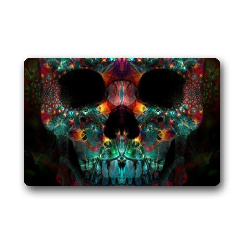 coloré abstrait Fractal Tête de mort Tissu non tissé Paillasson Intérieur/extérieur de salle de bain/Paillasson Tapis pour maison/bureau/chambre à coucher 59,9 cm (L) x 39,9 cm (L) Cover
