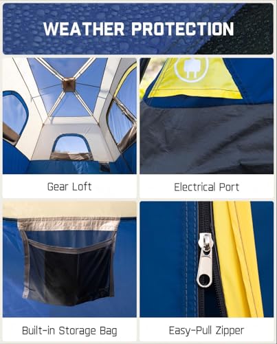Image of FanttikOutdoor Camping Tent 4 /6 /8 /10 Person Instant Cabin Tent Setup in 60 Seconds with Rainfly & Windproof Portable with Carry Bag for Family Camping & Hiking, Upgraded Ventilation, Navy Blue