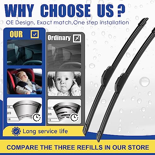 Image of 3 wipers Replacement for 2013 2012 2011 Jeep Grand Cherokee 2023 2022 2021 2020 2019-2011 Dodge Durango Original Equipment Windshield Wiper Blades Set 22 inch+21 inch+12 inch (Set of 3) U /J HOOK