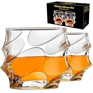 PARACITY Whiskey Glasses Set of 2, Old Fashioned Cocktail Glass, 10 OZ Whiskey Glasses, Bourbon Glasses, Glasses for Scotch, Liquor Vodka, Bourbon, Whiskey Gifts for Men, Husband, Boyfriend