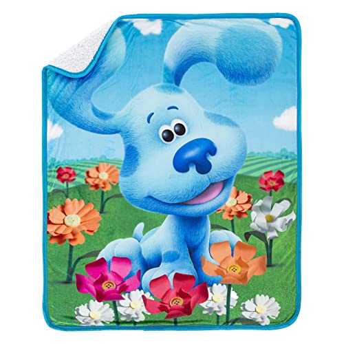 Image of Northwest Blues Clues Silk Touch Sherpa Throw Blanket, 40" x 50", Blue Skies