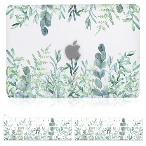 Image of Case for MacBook Pro 13 inch M2 M1 A2338 A2289 A2251 A2159 A1989 A1706 2023-2016 Release, 3D Effect Matte Clear See Through Hard Cover&Keyboard Cover Compatible Pro 13.3 Touch ID, Green Plants