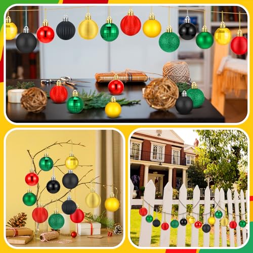 Image of Lunmon 64 Pcs Black History Christmas Ornaments Black Red Yellow Green Ball
