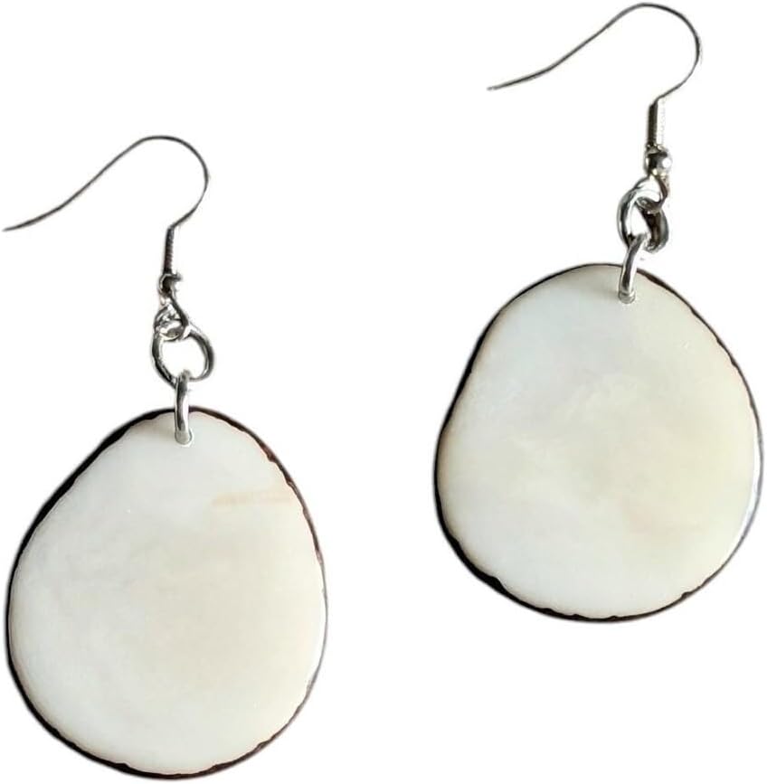 Tagua Nut Dangle Earrings, Vegetable Ivory Earrings, Handmade Eco Friendly Jewelry, Lightweight Boho Earrings, Gift for Women