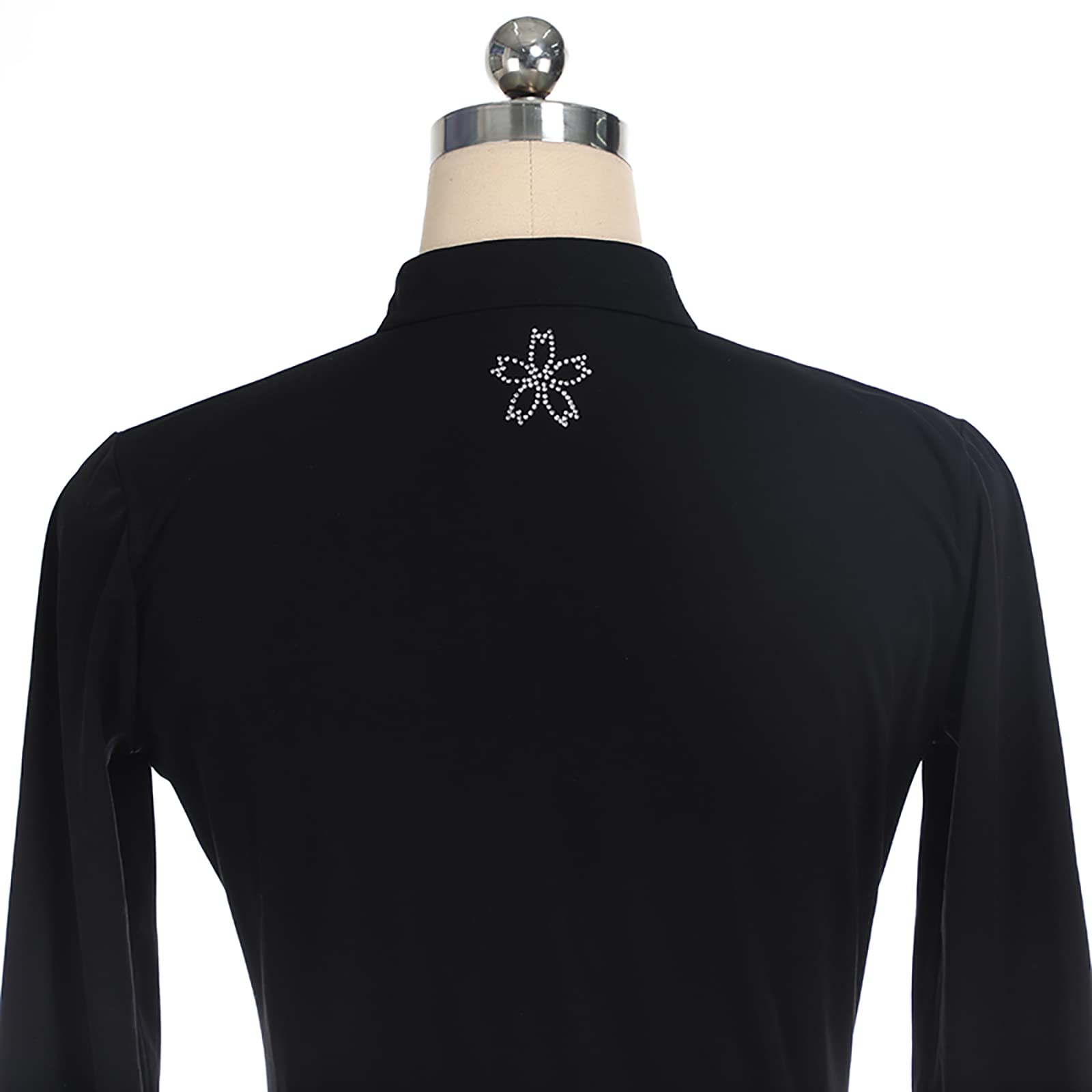 Niñas Mujeres Vestido de Patinaje sobre Hielo Manga Larga Estilo Chino Leotardo Falda Ballet Gimnasia(Size:M/150,Color:Negro)