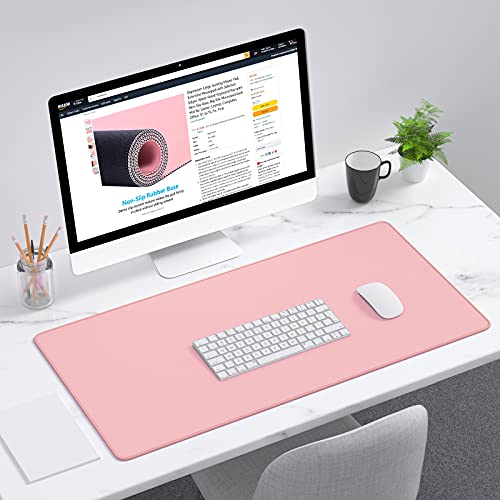 Dapesuom Large Gaming Mouse Pad, Extended Mousepad With Stitched Edges, Water Resist Keyboard Pad With Non-Slip Base, Big Xxl Mousepad Desk Mat For Gamer, Laptop, Computer, Office, 31.5X15.7In, Pink #TOP6