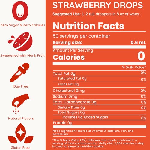 Image of Allways Drops Strawberry Water Enhancer | Sugar Free | 50 Servings