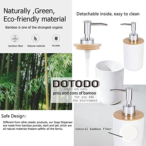Dotodo Bamboo Soap Dispenser ＋ 2Pcs Soap Dishes | Bathroom Countertop Soap Dispensers | Naturally Tough Eco Friendly Soap Holder & Lotion Dispenser #TOP3