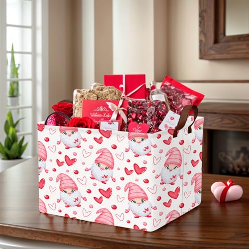 Image of Cute Large Valentine's Day Gift Basket Empty Heart Decor Storage Bin for Kid Baby Room Decor (Dwarf Elf Love)