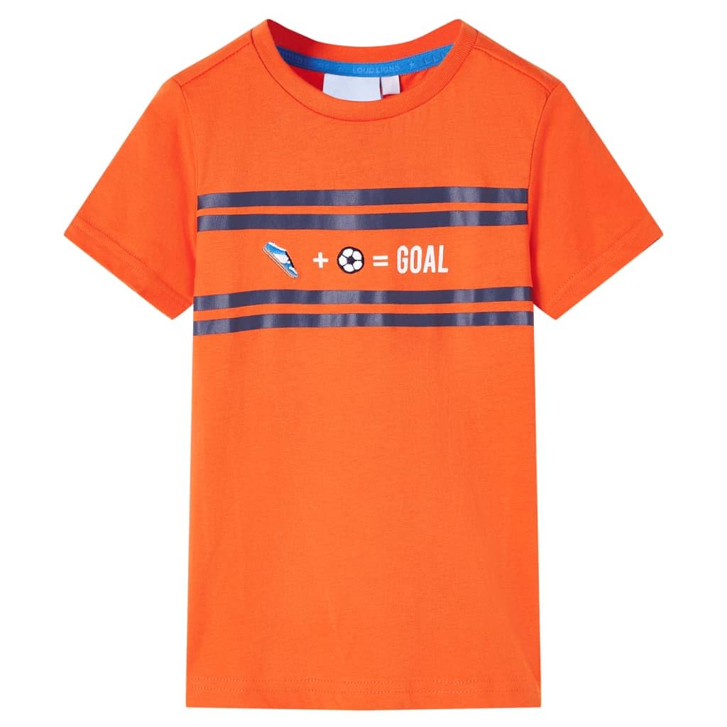 vidaXL Kids' T-Shirt Long Sleeves Tee Children T Shirt Goal Design Dark Orange 128