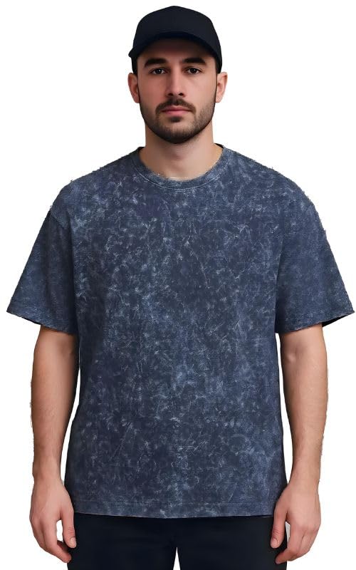 Image of boffi ... 100% Cotton Oversized T-Shirt Unisex Drop Shoulder Optical Washed Street Look Black Pack of 1