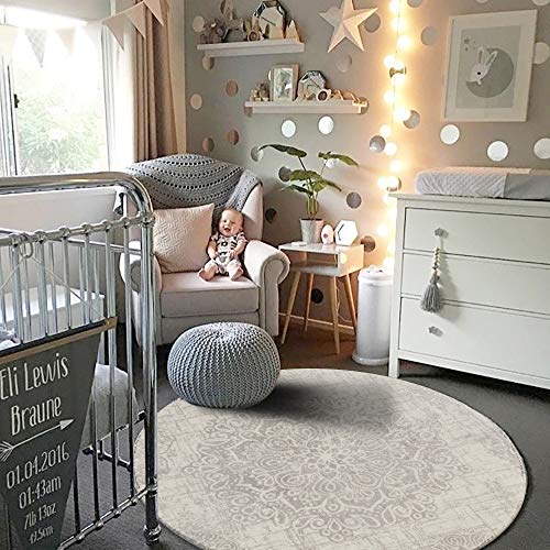 Tapete Redondo Medallion Gris 4 pies Lavable Antideslizante miniatura 3