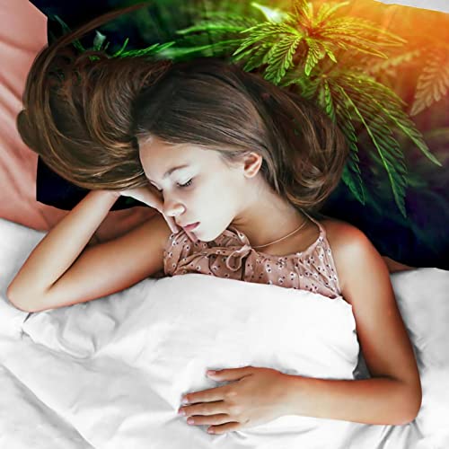 Unicey 3 Piece Marijuana Weed Leaf Pattern Comforter Set With Pillow Shams Boys Bedding Comforter Cover Bed Sets Soft Comfortable Machine Washable, California King Size #TOP2