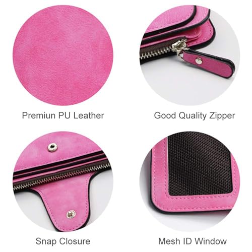 Wallet Women Large with Zipper Pocket | ​Travel Wallet​ for ​Cash Management​ | ​Leather Wallets for Women​ Slim ​Card Holder​ (Rose Red)2