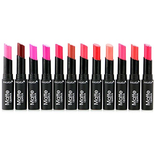 12pc Nabi Cosmetics Professional Matte Lipstick set of 12 Amazing Colors #MLS13-24