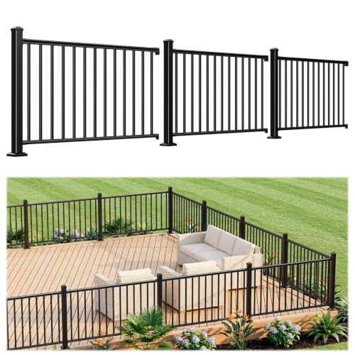 Image of Egadis 3 Pack 36 in x 5 ft Modular Aluminum Porch and Deck Railing Kit | Pioneer in Modular Aluminum Railing Kit, ASTM Certified, Textured AAMA2604 Finish for Deck, Porch & Balcony (3 Post, 3 Panel)