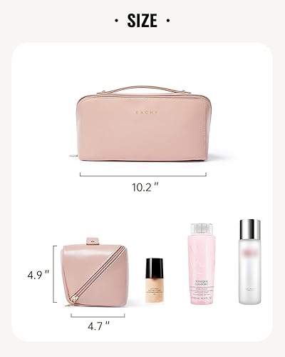 Miniatura 73 de EACHY - Bolsa de maquillaje de viaje, bolsa de cosméticos de gran capacidad para mujeres, portátil, impermeable, bolsa de aseo plana abierta