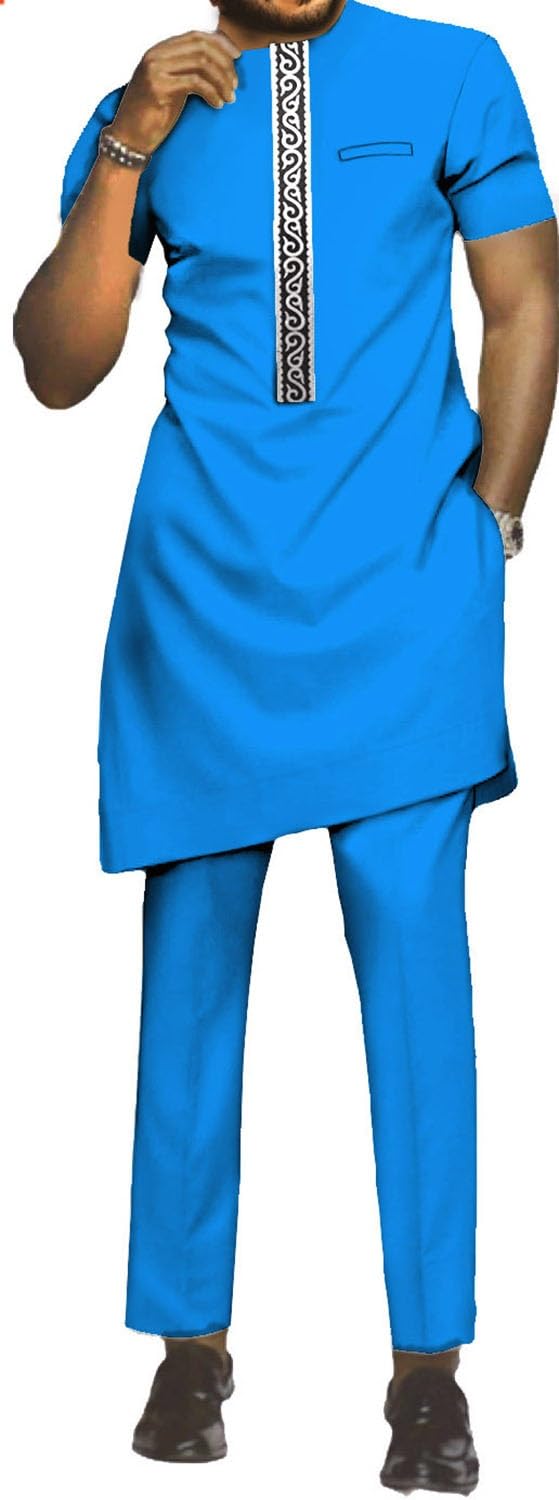 Africano Da Uomo Africano Abbigliamento Dashiki Shirt E Pantaloni Set Completo Formale Abiti Tribali Tradizionali Tuta Percorsa Abiti Etnici Slim Fit Set Di Moda Abito Da Festa