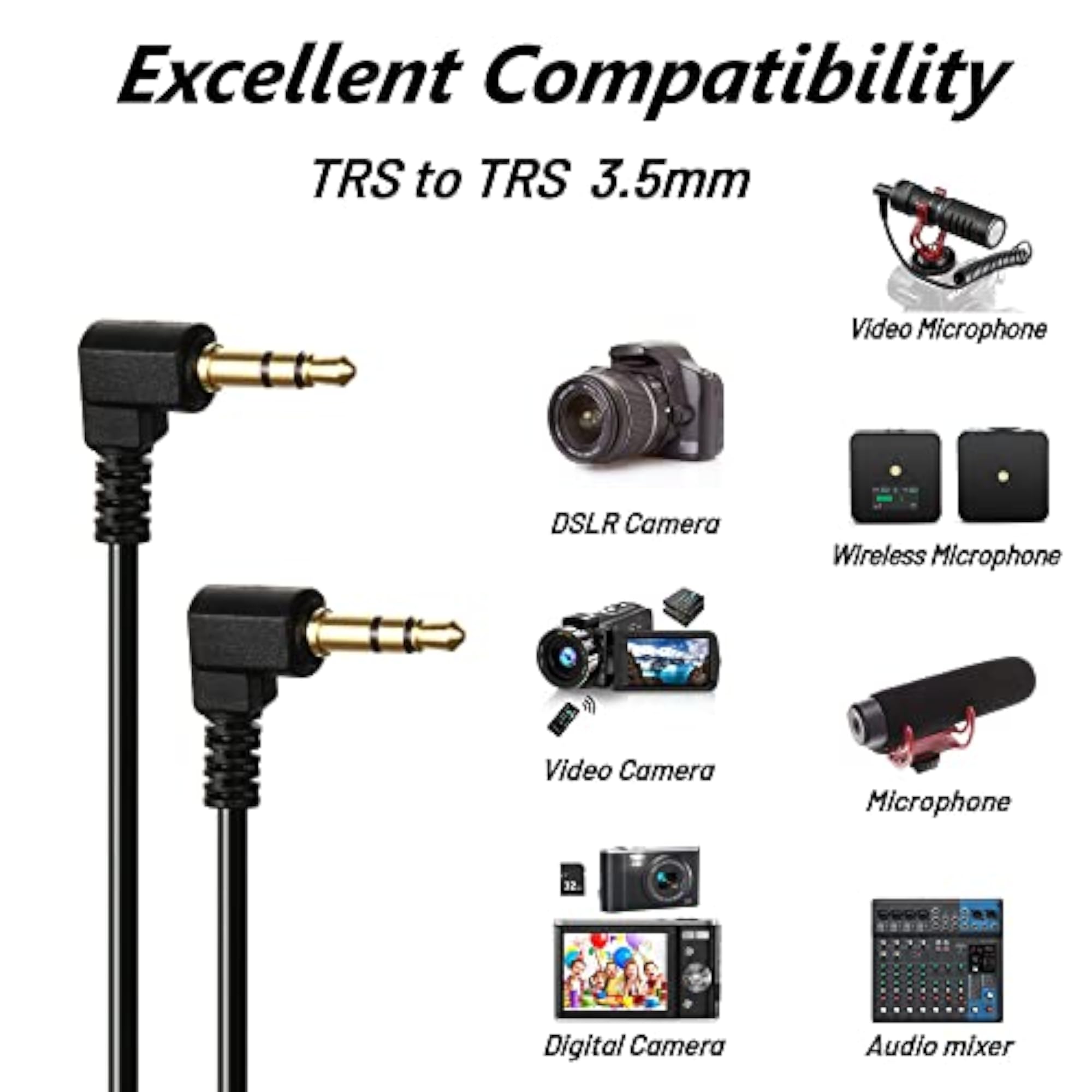 TRS Cable 3.5mm Adapter Microphone Patch Cable