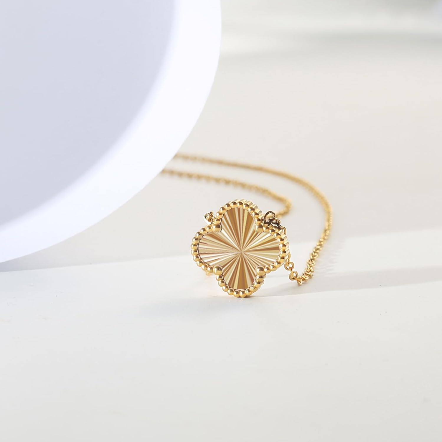 for Double Sided Fritillaria Lucky Four Leaf Clover Necklace 18K Gold Plated Simple Fashionable Necklace for Women - Image 5