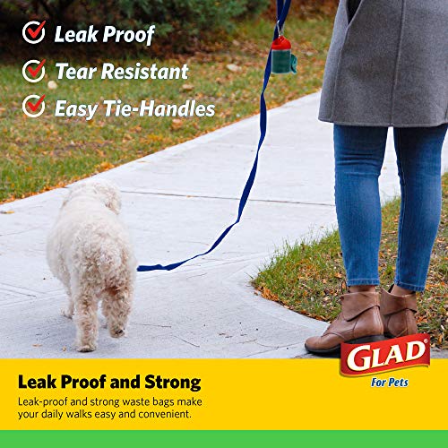 Image of Glad for Pets GLAD Eco Friendly Dog Waste Bags | 8 Rolls of Unscented Dog Waste Bags, 120 Bags in Total | Dog Waste Bags for All Dogs, Leak Proof and Strong Dog Poop Bags (FF11506)