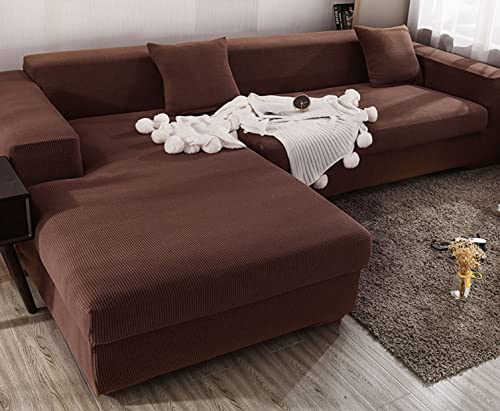Housse de canapé d'angle en jacquard extensible au design raffiné