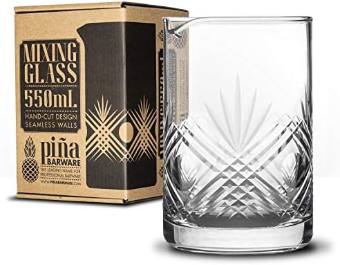 Piña Barware Seamless Hand Cut Mixing Glass - 550mL / 18oz - Professional Bartending Commercial Glassware - 4-piece Commercial Bar Pack - Thumbnail 3