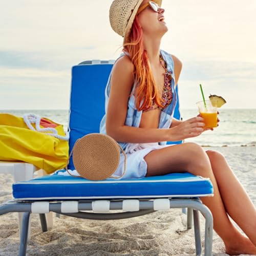 Straw Bag,Woven Bag,Single Shoulder Casual Woven Purse,Round 6.5in Zippered Solid Color Portable Handbag3