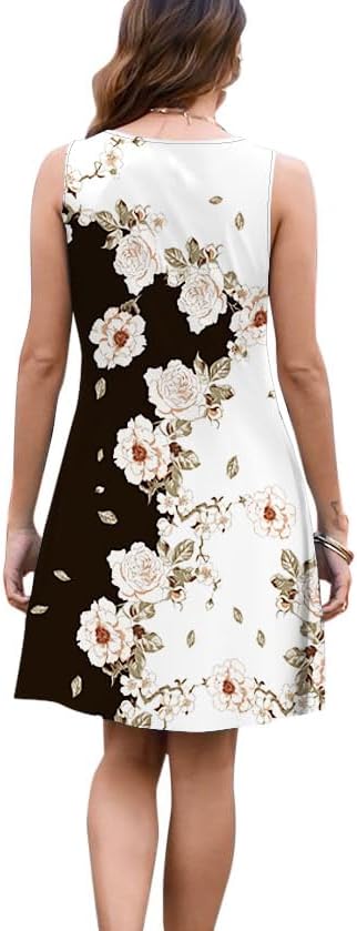Vintage Floral Printed Summer A-Line Elegant Dresses Womens Beach Sundress Ladies Casual Boho Tank Dress Floral-5 Medium image 4 of 4 B0CV3LCS2L