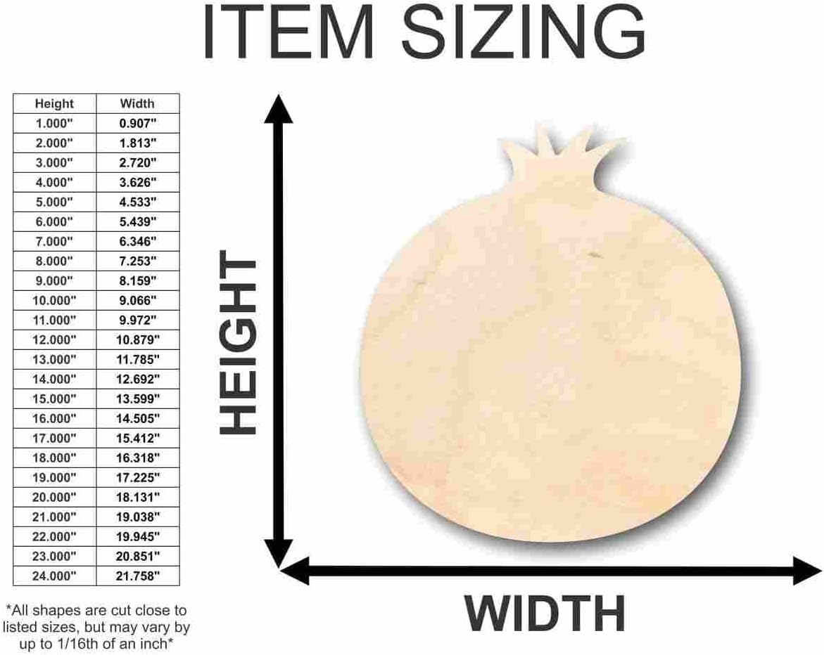 Unfinished Wood Pomegranate Shape Fruit Craft up to 46" DIY 18" / 1/2"