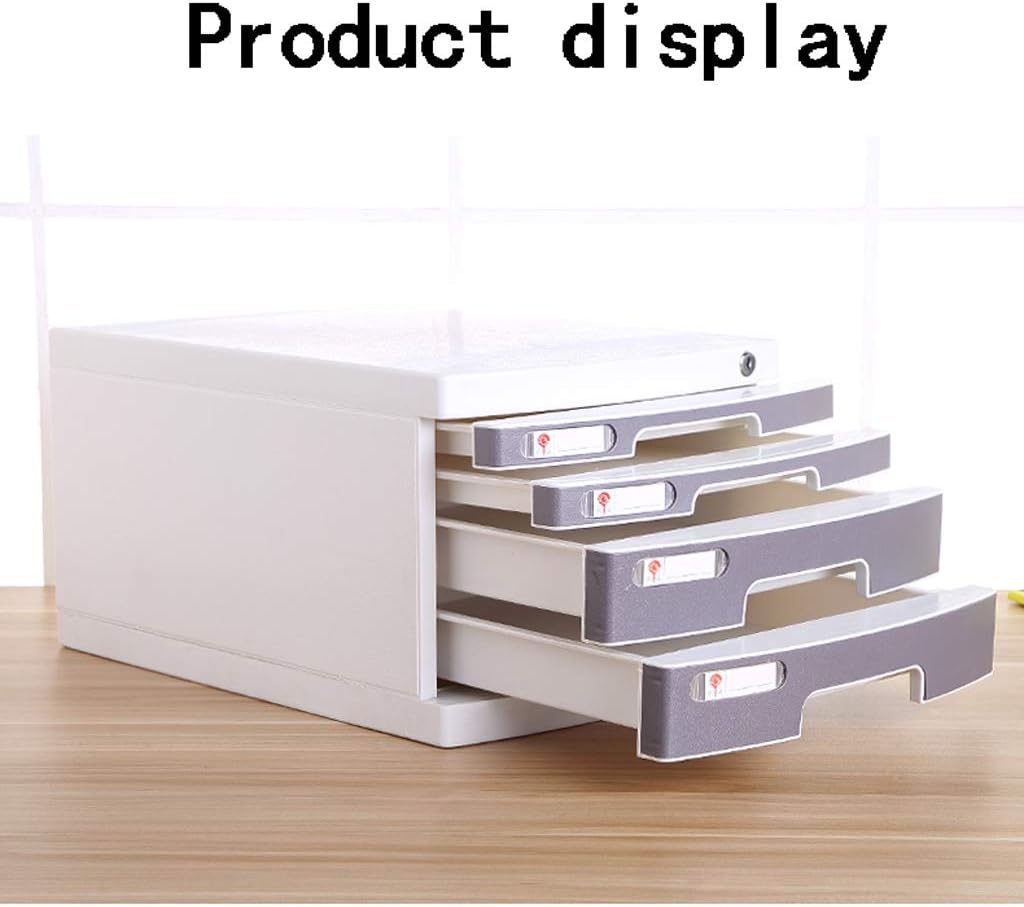 A4 Desktop File Shelf Cabinet Office Storage File Organisers,Storage Box,Lockable,Plastic Desktop Organizer Desk File Holder for Office and Home (Color : Four Floors-Blue)