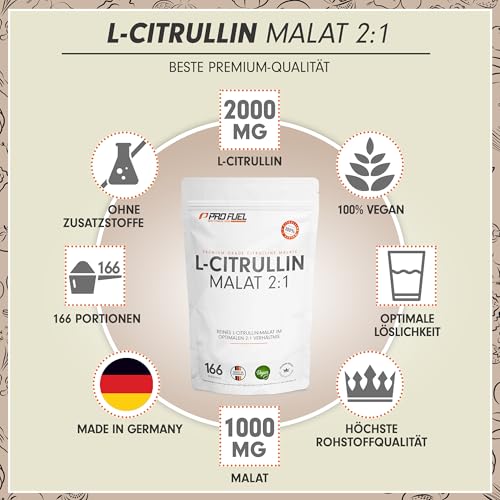 L-Citrullin Malat 2:1 Pulver 500g - optimal hochdosiert mit 3000 mg Citrullin-Malat pro Portion - perfekte Löslichkeit - höchste Reinheit - laborgeprüft mit Zertifikat - ohne Zusatzstoffe - 100% vegan