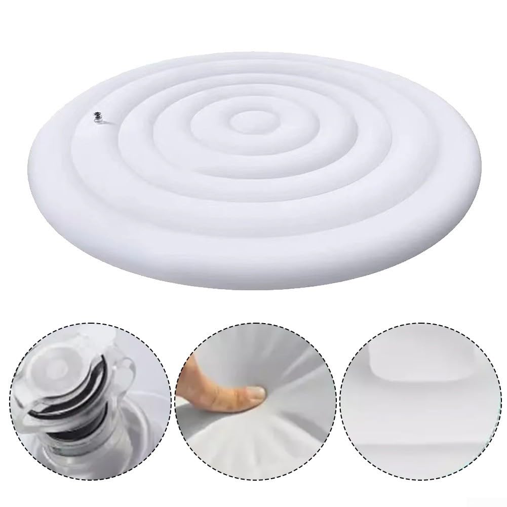 Couverture de spa gonflable ronde ou carrée/couverture isolante en PVC pour jacuzzi extérieur/protection étanche à la poussière/résistante aux UV / 130 cm à 165 cm (ronde avec poignée 1)