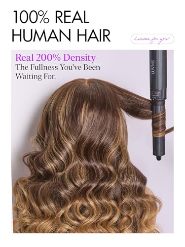 Image of LUVME HAIR 7x6 HD Lace All-Day Comfort Wig with Bangs 200% Density Hair Lace Wigs Ombre Blonde Highlight Loose Body Wave Lace Front Wigs Human Hair Pre Cut Plucked Glueless 22 Inches