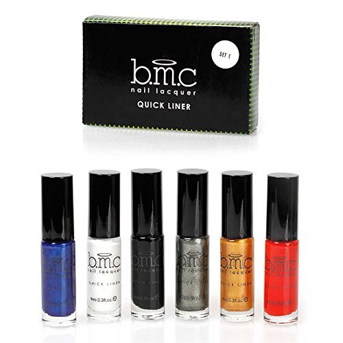 BMC 6pc Long Striper Dotting Brush DIY Nail Art Polishes - Quick Liner Set 1