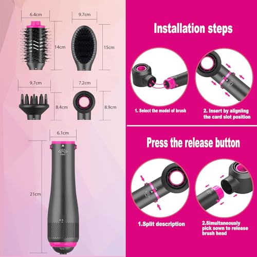 SevenPanda Hair Dryer Brush Blow Dry Hair Brush 4 in 1 Hair Styling Appliances Set with Hairdryer Brush, Hot Air Brush, Hair Diffuser, Hot Brush Suitable for All Hair Types, Ionic Care Frizz-Free - Image 7