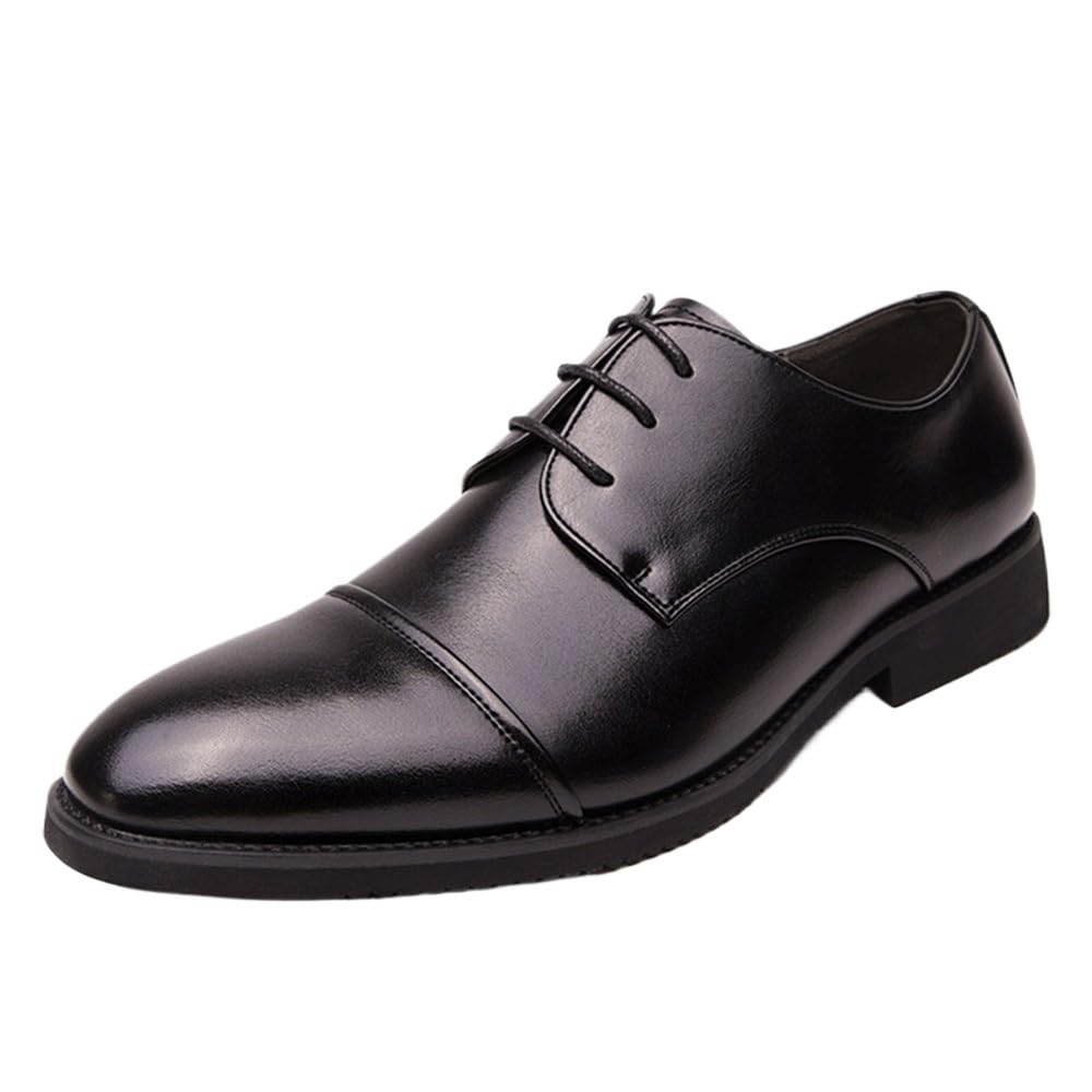 Classic Lace-up Formal Tuxedo Shoes Men Dress Shoes Luxury Business Leather Shoes for Mens Comfortable Pointed Social Shoe Male Sports Casual Footwear(Black,36EU)
