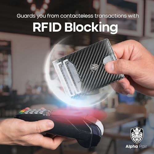 Image of ALPHA PAIR RFID Wallet for Men - Slim Wallet for Men - Men's Wallet with 10 Credit Card Holders and 1 ID Window - Men's Wallet with RFID Blocking Technology -Bifold Leather Wallet- Black