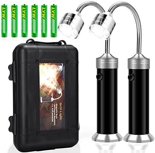 Grill Light, Grill Accessories for Outdoor Grill, Barbecue Magnetic LED BBQ Lights with 360° Flexible Gooseneck Weather Resistant - Stocking Stuffers for Men Dad, Smoker Grilling Gifts for Men -2 Pack