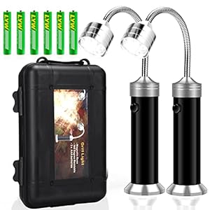Grill Light, Grill Accessories – Christmas Stocking Stuffers for Men Dad Boyfriend, LED BBQ Light with Magnetic Base & 360° Flexible Gooseneck, Smoker Grilling Gifts for Men, Batteries Included-2 Pack