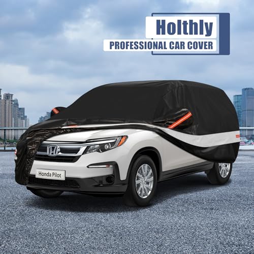 Image of 10 Layers SUV Car Cover Custom Fit for Honda Pilot (2008-2026) Waterproof All Weather for Automobiles, Outdoor Full Cover Sun UV Rain Protection with Cotton.Black