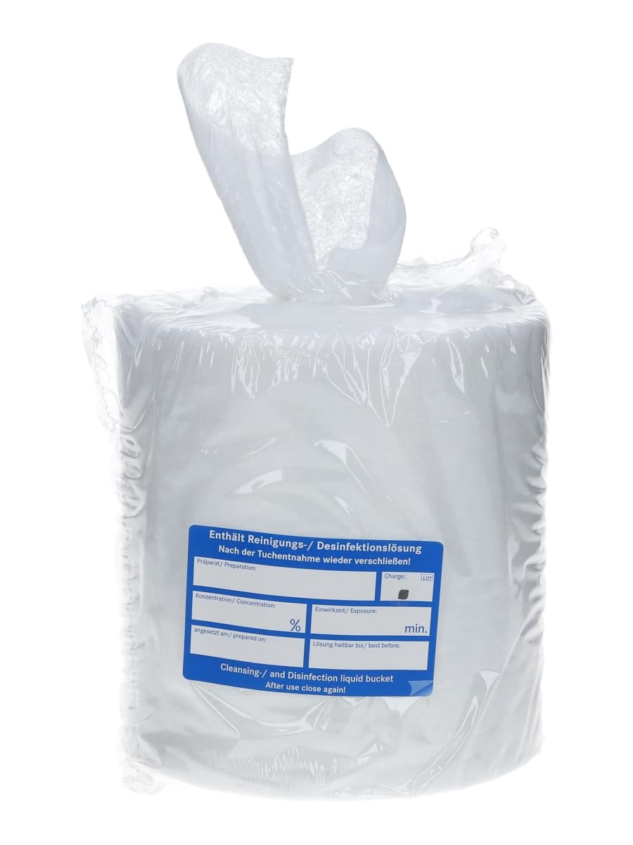 trockene 90 Tücher Vliesrolle premium - Vliestücher für Spendereimer als saugstarke Wipes zum befüllen mit Reinigungsmittel und Desinfektionsmittel (8 x 90 Tücher ohne Spendereimer)