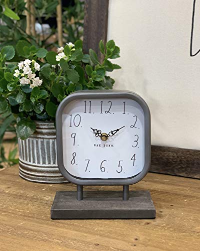 image for Rae Dunn Desk Clock - Battery Operated Modern Metal Rustic Design with