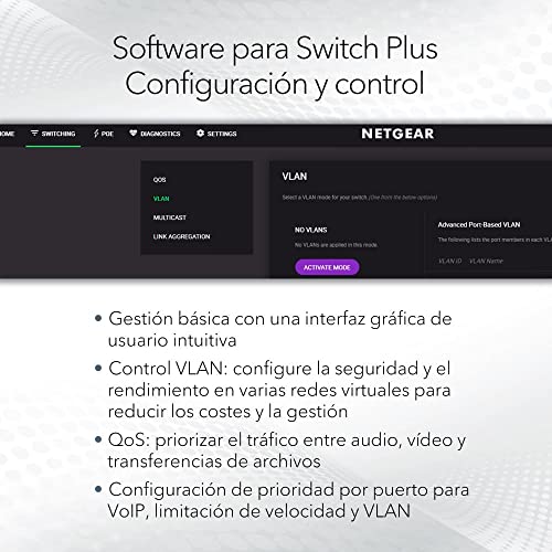 Switch Ethernet NETGEAR de 8 puertos PoE Gigabit con gestión Plus y montaje flexible de sobremesa 3