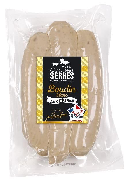 jemangefrancais - Boudin Blanc aux cèpes (3%) Viande de Porc Français - Lot de 3 boudins blancs aux cèpes sous vide en sachet de 300 g soit 100 g pièce