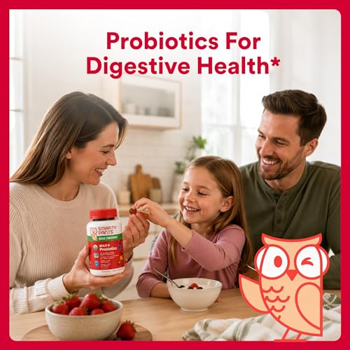 Image of SmartyPants Organic Kids Multivitamin Gummies: Probiotics, Omega 3 (ALA), Vitamin D3, C, Vitamin B12, B6, A, K & Zinc for Immune Support, Biotin, Three Fruit Flavors, 120 Count (30 Day Supply)