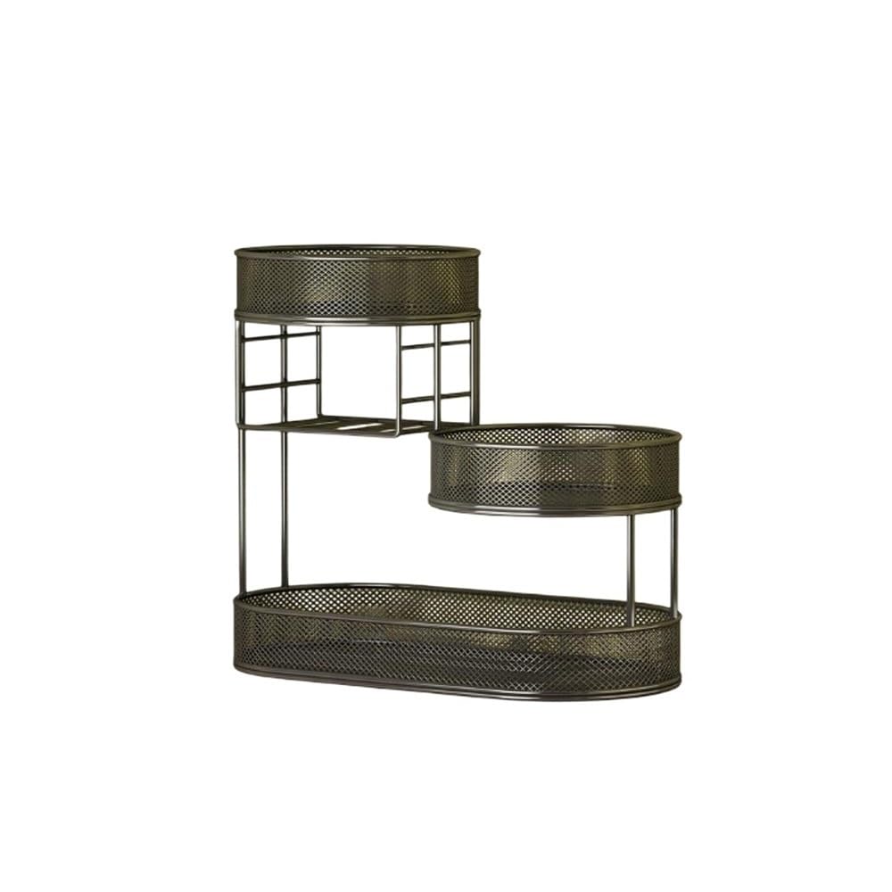 FZL02068LM Fruit Bowl Countertop Fruit Basket Metal Wire Storage Vegetables Rack Versatile(Black)