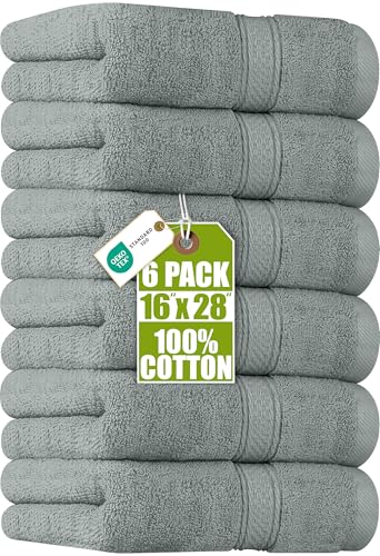 Utopia Towels 6 Pack Premium Hand Towels Set, 16 by 28 inches, 100% Ring Spun Cotton, Ultra Soft and Highly Absorbent 600GSM Towels for Bathroom, Gym, Shower, Hotel, and Spa, Cool Grey