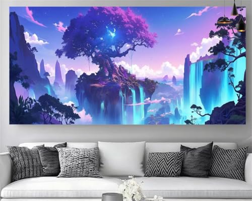 Diamond Painting Cascade Arbre de Vie Grand Format 70x210cm Peinture Diamant 5D